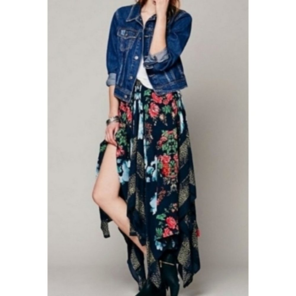 Free People Fly Away Hankerchief Maxi Skirt